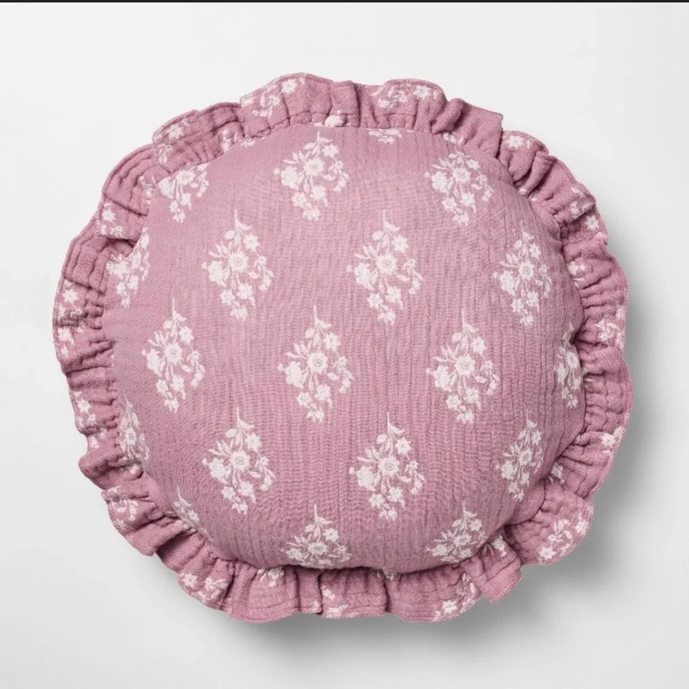 Studio McGee Floral Jacquard Ruffled Pillow